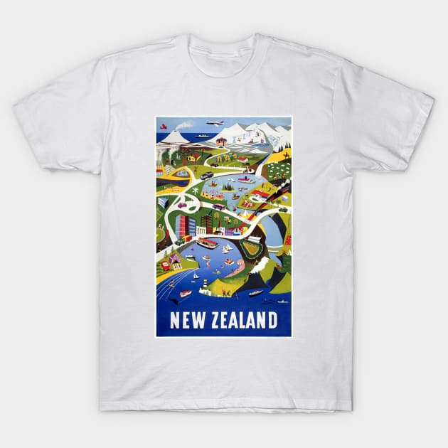 Vintage Travel Poster New Zealand T-Shirt by vintagetreasure